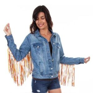Fringe-Embellished Denim Jacket